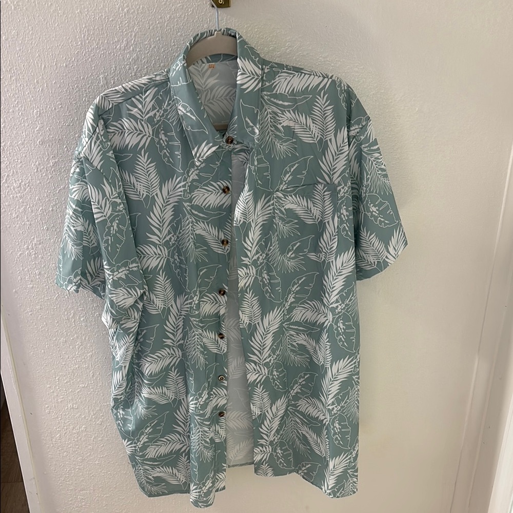 Men's Green Leaf Print Shirt